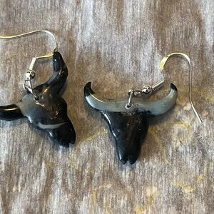 Black Bull Horn Earrings